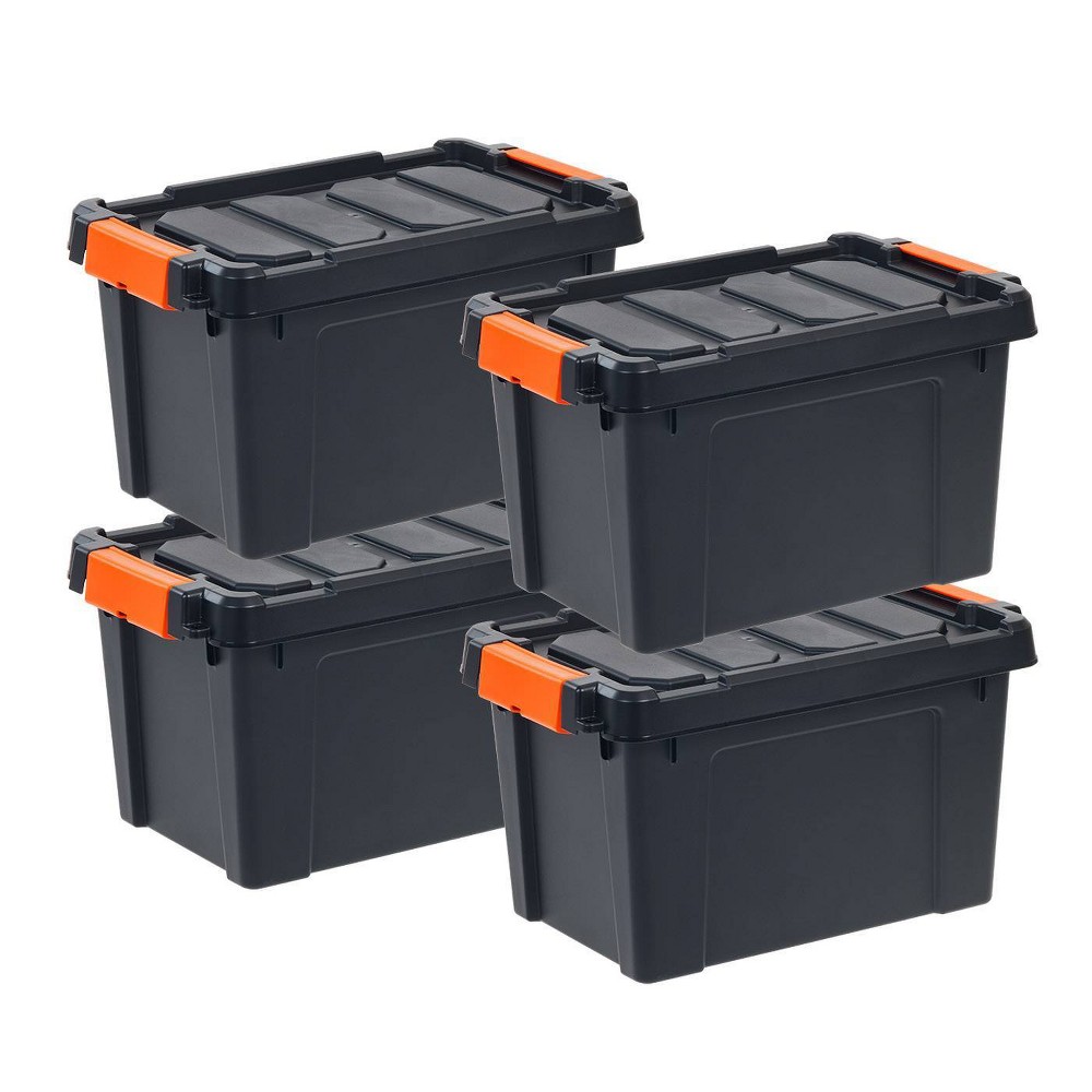 Photos - Clothes Drawer Organiser IRIS 22qt 4pk Heavy Duty Plastic Storage Bin with Durable Lid 