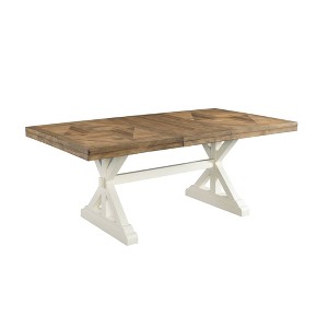 5pc Barrett Rectangle Extendable Dining Table Set Natural/White - Picket House Furnishings: Modern 4-Chair Trestle Style, Wood Veneer - 1 of 4