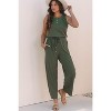 Amaryllis Women’s Sleeveless Drawstring Waist Jumpsuit Wide Leg One-Piece with Button Front Detail Relaxed Casual Fit - 3 of 4
