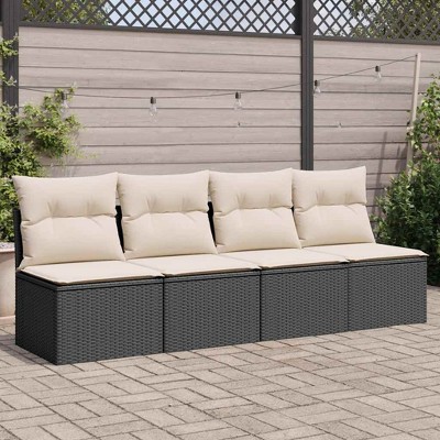 vidaXL Garden Sofa Black PE rattan  UV-resistant materials