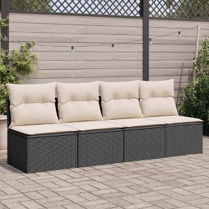 vidaXL Garden Sofa Black PE rattan  UV-resistant materials - 1 of 4