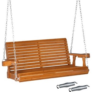 VINGLI Upgraded Patio Wooden Porch Swing for Courtyard & Garden, Heavy Duty 880 LBS Swing Chair Bench with Hanging Chains for Outdoors (Green, 5 FT) - 1 of 4