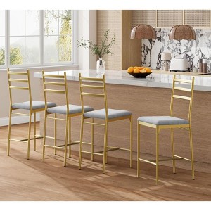 Coolmee Bar Stools Set of 2/4, Faux Leather Bar Chair with Thick Cushion, Upholstered Counter Height Bar Stools with Footrest for Kitchen Island - 1 of 4