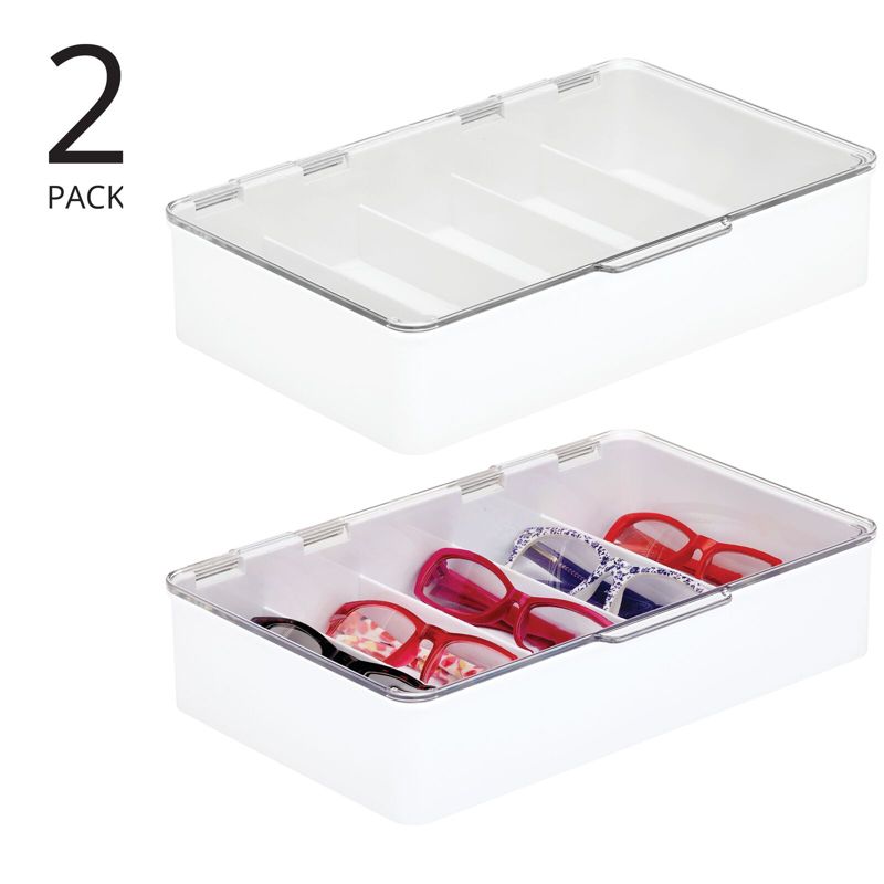 mDesign Plastic Stackable Eyeglass Storage Organizer, 5 Sections, 2 of 10