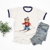 Skiing Bear Watercolor - Women's Ringer Graphic T-Shirt - 2 of 4