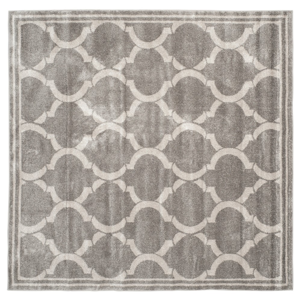 Gray Geometric Loomed Square Area Rug 7'x7' - Safavieh