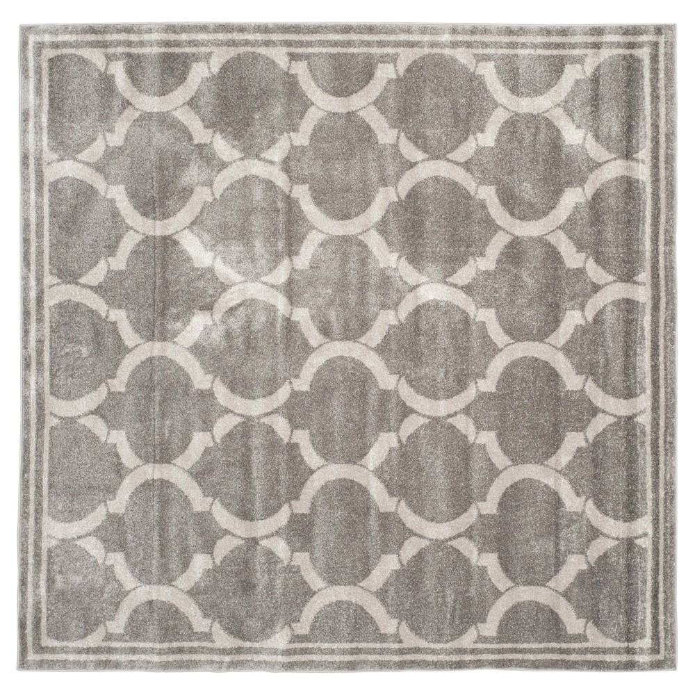 Gray Geometric Loomed Square Area Rug 7'x7' - Safavieh