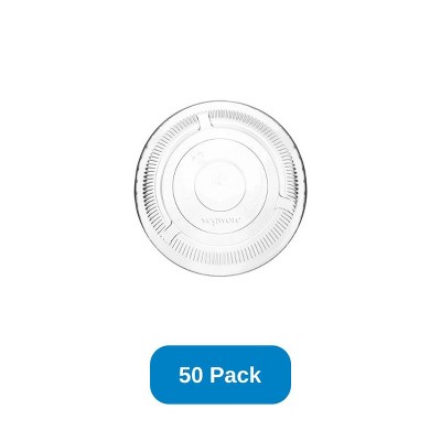 Vegware Lid for 8-16 oz Bella Pots Clear PLA Compostable - Pack of 50
