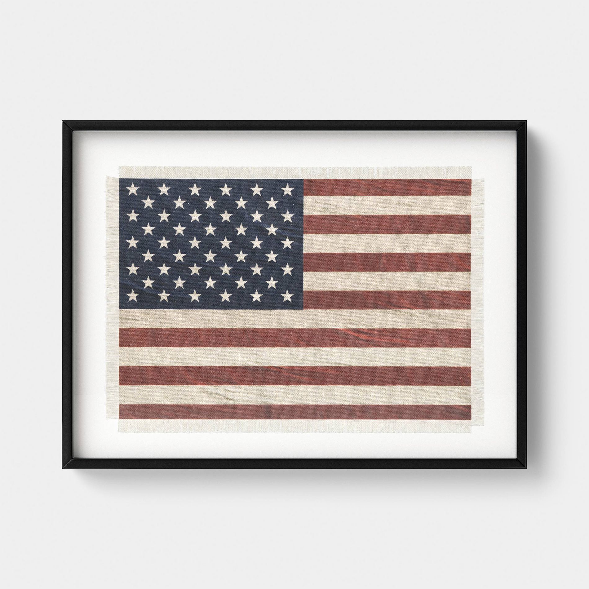 12"x9" Framed Burlap American Flag Wall Decor - Threshold™
