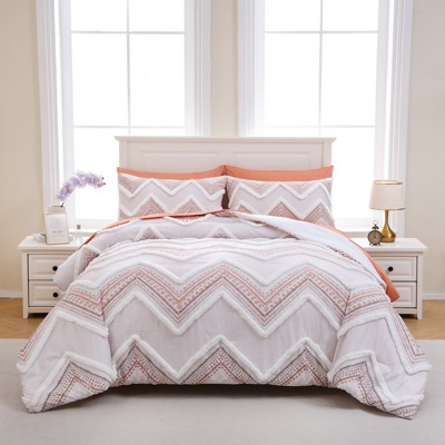 7-Piece Tufted Comforter Set Bed in a Bag – Boho Aztec Chic Bedding with Sheets & Pillowcases, Soft Lightweight Quilt