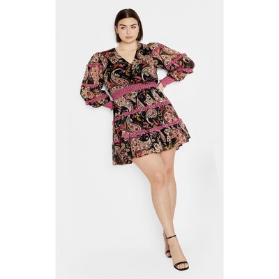 Women's Plus Size Hollie Print Dress - black | CITY CHIC