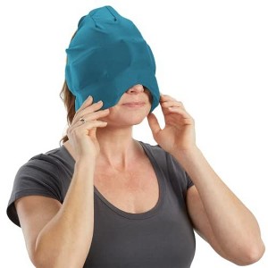 Headache, Migraine, & Stress Relief Hat - Natural Ice Mask for Tension & Muscle Pain - Stretchy, Comfortable, & Cool Wearable – Teal - 1 of 4