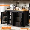 Rbied Wood Kitchen Cart with Extendable Dining Table, 3 Drawers, and 2 Door Cabinet - 2 of 4