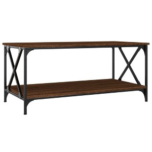 vidaXL Coffee Table Black Engineered wood 39.4x19.7x17.7 in - Brown Oak - 1 of 4