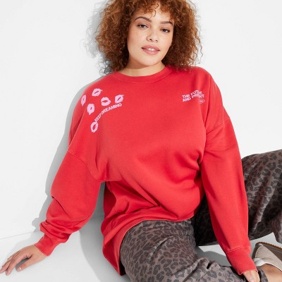 Women's Oversized Pullover Sweatshirt - Wild Fable™ Cherry Red XXL