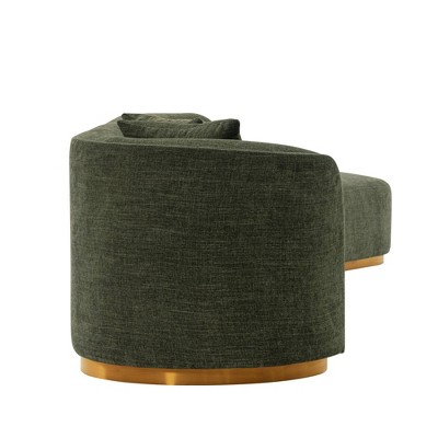 Olive Green Linen 132" 2-Piece Sectional Sofa with Golden Base