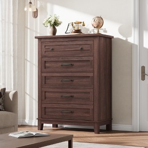 5 Drawer Dresser, 41.3" Tall Ultra-Deep Drawer Dresser, Wooden Closet Storage Chest for Living Room, Bedroom, Entryway - 1 of 4