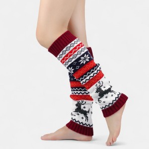 Anna-Kaci Women's Knit Leg Warmers with Reindeer and Snowflake Pattern 15.5x5in - 1 of 4
