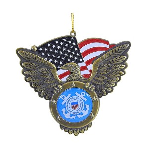 Kurt S. Adler 3.5 Inch U.S. Coast Gurad Seal Christmas Eagle American Flag Tree Ornaments - 1 of 3