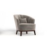 Fabric Barrel Accent Chair with Channel-Tufted Back, Curved Edges and Padded Seat, with Matching Pillow and Sturdy Wooden Legs - 3 of 4