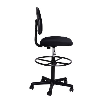 Black Adjustable Fabric Drafting Chair with Swivel