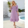 Women Summer Half Sleeve Cotton Ruffled Vintage Elegant Backless A Line Flowy Long Dresses - 4 of 4