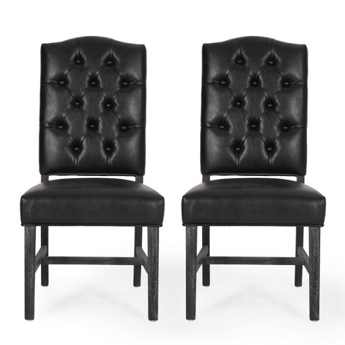 Black tufted dining online chair