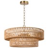 LamQee 22 Inch Farmhouse Rattan Chandeliers, 5 Lights Boho Chandelier Light Fixture with Hand Woven Wicker Shade - 2 of 4