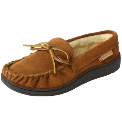 Alpine swiss yukon mens suede shearling store moccasin slippers moc toe slip on shoes