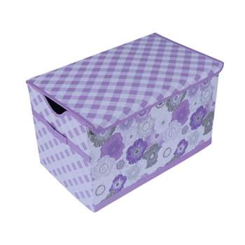 Bacati - Watercolor Floral Purple/Gray Fabric Storage Toy Chest