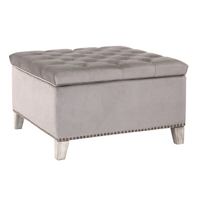 WestinTrends Square Velvet Tufted Storage Ottoman for Living Room Bedroom