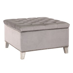 WestinTrends Square Velvet Tufted Storage Ottoman for Living Room Bedroom - 1 of 4