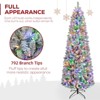 Romswi 7.5 ft Prelit Pencil Christmas Tree, Snow Flocked with 10 Lighting Modes, Metal Stand, Hinged Branches, Slim Xmas Pine Tree, White - 4 of 4