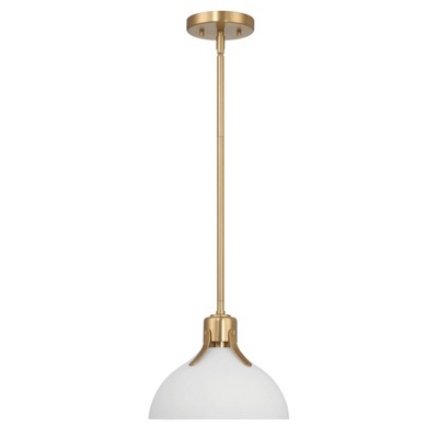 Gold and White Glass Dome Ceiling Light with Adjustable Height