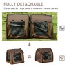 Munora 39" Portable Twin Compartment Cat Show House, Soft-Sided Pet Carrier with Removable Cushions & Storage Bag - Brown - 4 of 4