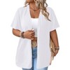 Plus Size Women's Short Sleeve Cardigan Lightweight Knit Open Front Sweater - 3 of 3