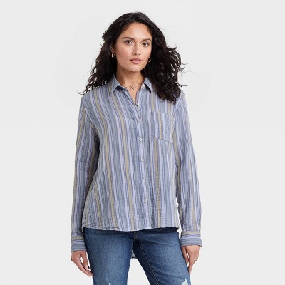 Women's Long Sleeve Relaxed Fit Gauze Button-Down Shirt - Universal Thread™