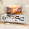 Tangkula Modern Faux Marble Entertainment Center 71-Inch TV Stand for 80" TVs White - 3 of 4