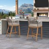 PURPLE LEAF Counter Height  Sunbrella Stools Set of 2 Modern Rattan Wicker with High Back Arms for Outdoor - 2 of 4