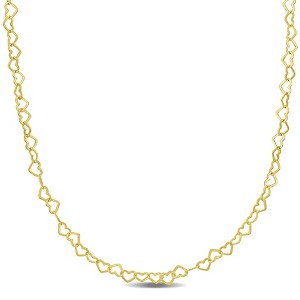 EVERLY JEWELRY | Yellow Plated Sterling Silver 3mm Heart Link Necklace, 18-inch - 1 of 4