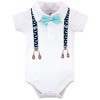 Little Treasure Baby Boy Cotton Bodysuits 3pk, Whale Suspenders - image 4 of 4