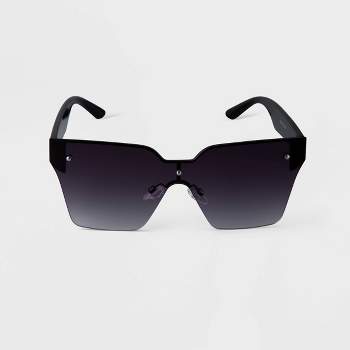 Women's Plastic Square Shield Sunglasses - A New Day™ Black