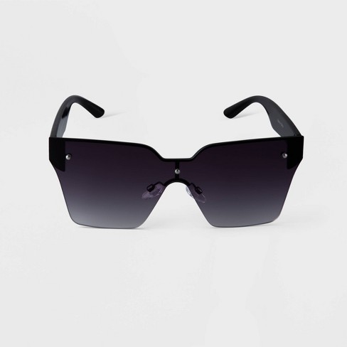 Women's Plastic Square Shield Sunglasses - A New Day™ Black : Target