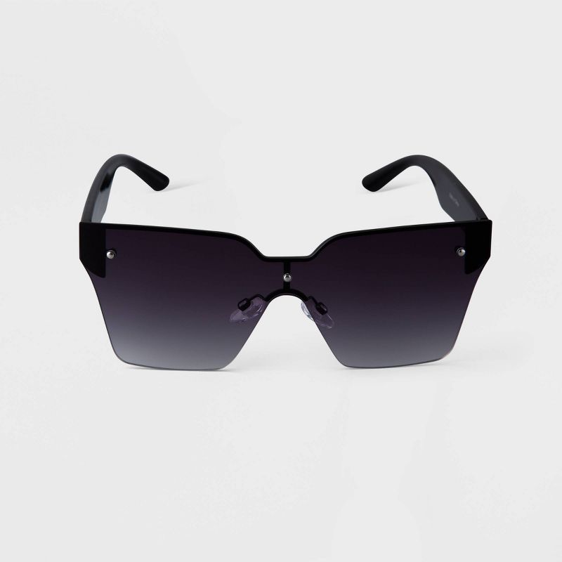 Women&#39;s Plastic Square Shield Sunglasses - A New Day&#8482; Black, 1 of 3