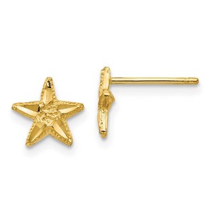 Black Bow Jewelry 7mm Diamond Cut Starfish Post Earrings in 14k Yellow Gold - 1 of 4