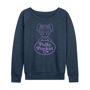 Women's - Polly Pocket - Logo And Doll Lightweight French Terry Wide Neck Long Sleeve Shirt - 1 of 4