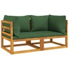 VidaXL Sectional Corner Sofas 2 pcs with Green Cushions Solid Wood Acacia - 2 of 4