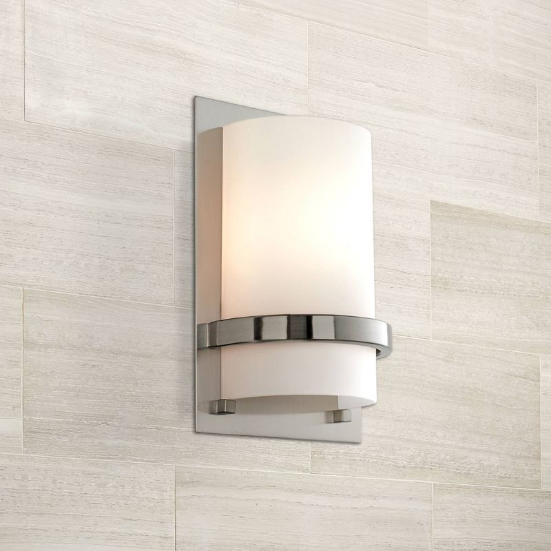 Minka Lavery Modern Wall Light Sconce Brushed Nickel Hardwired 6 3/4" Fixture Etched Opal Glass Shade for Bedroom Bathroom Reading, 2 of 6
