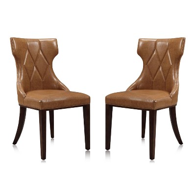 Reine Saddle Faux Leather Wing Back Dining Chair Set
