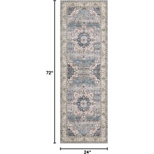Vintage Floral Print Area Rug,Traditional Washable Indoor Boho Carpet Low Pile Non-Shedding Floor Mat with Non-Slip Rubber Backing - 1 of 4